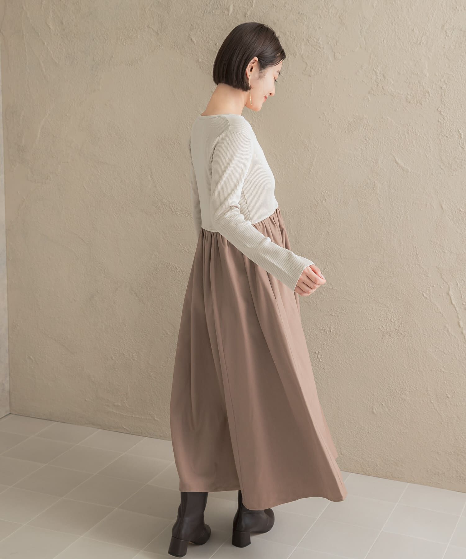 URBAN RESEARCH ROSSO「『WEB限定』キーネックドッキングワンピース」|ワンピース|