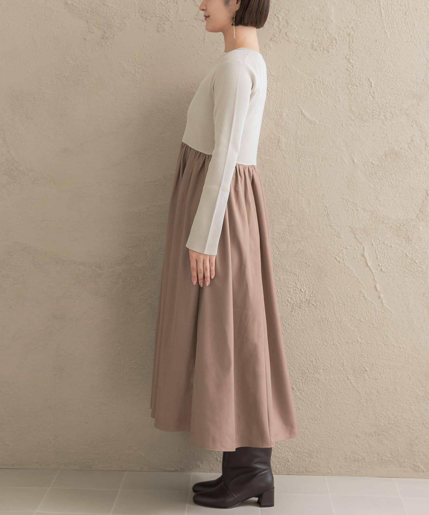 URBAN RESEARCH ROSSO「『WEB限定』キーネックドッキングワンピース」|ワンピース|