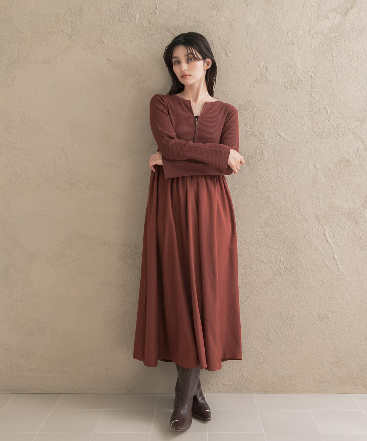 URBAN RESEARCH ROSSO「『WEB限定』キーネックドッキングワンピース」|ワンピース|
