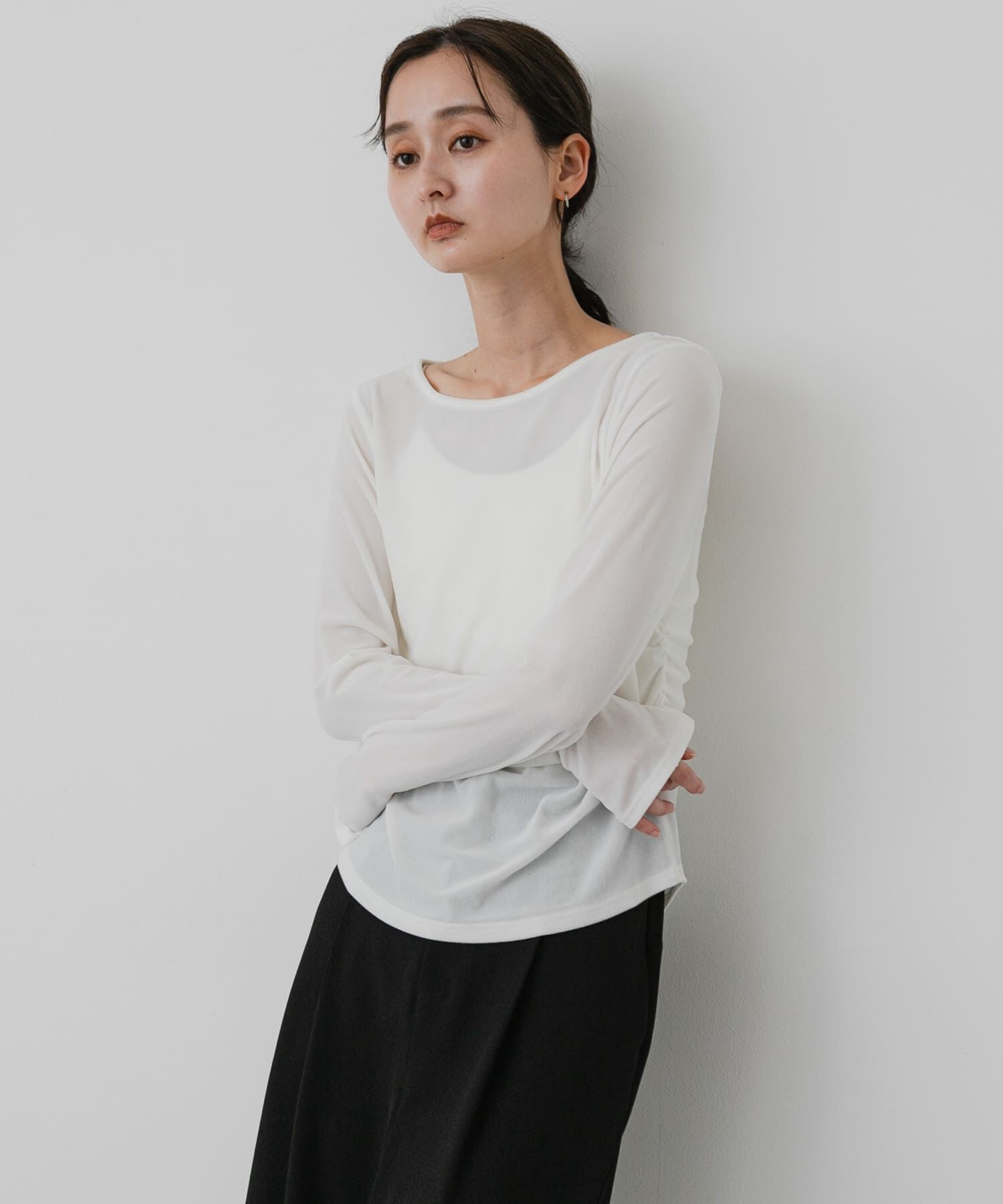 SENSE OF PLACE by URBAN RESEARCH「サイドシャーリングベロアロングTシャツ」|Tシャツ・カットソー|