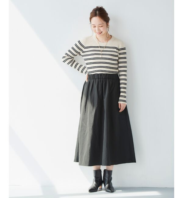 le.coeur blanc「リブニット&times;タフタドッキングワンピース」|ワンピース|