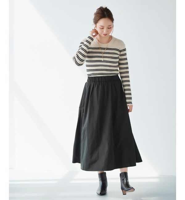 le.coeur blanc「リブニット&times;タフタドッキングワンピース」|ワンピース|