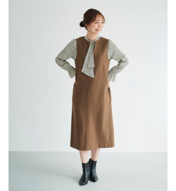  「カルゼキーネックジャンパースカート」|ジャンパースカート|