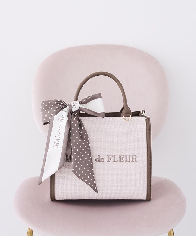 Maison de FLEUR「スカーフ付きツイードスクエア2Wayトート」|トートバッグ|