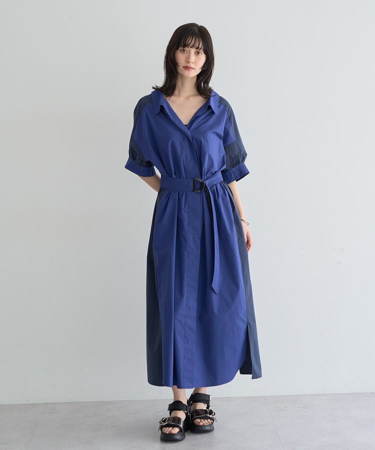 Editt by YECCA VECCA「ベルト付きスキッパーシャツワンピース」|ワンピース|Blue