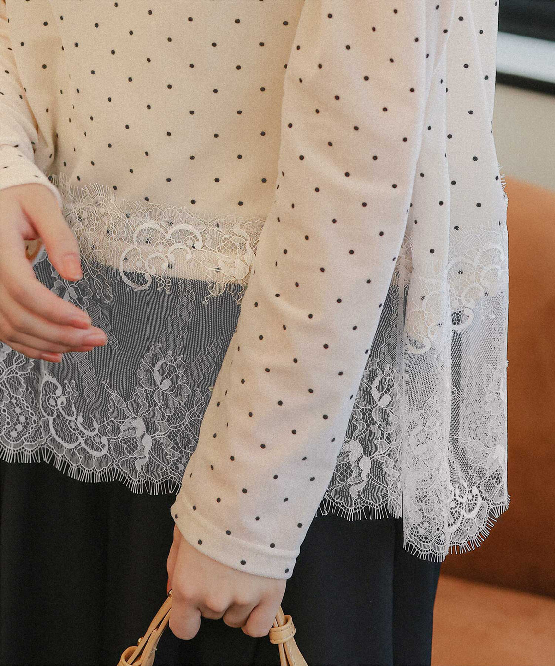 titivate「ヘムレースシアーベロアロングスリーブTシャツ」|Tシャツ・カットソー|