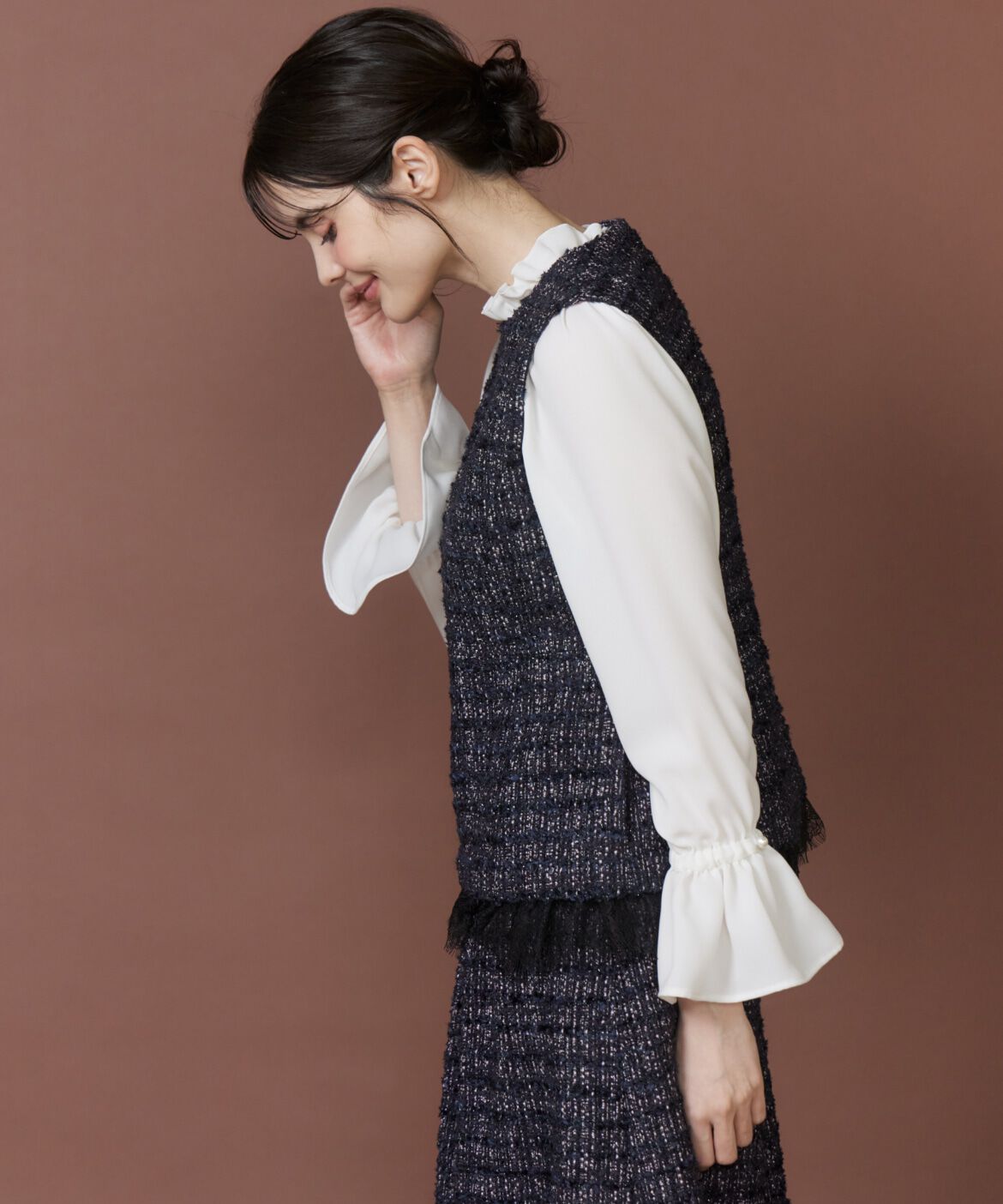 Maglie le cassetto「《大きいｻｲｽﾞ》ﾌｨﾙﾑﾂｨｰﾄﾞｼﾞﾚ|ｼﾝﾌﾟﾙ服に重ねるだけ」|ダウンベスト・ベスト|