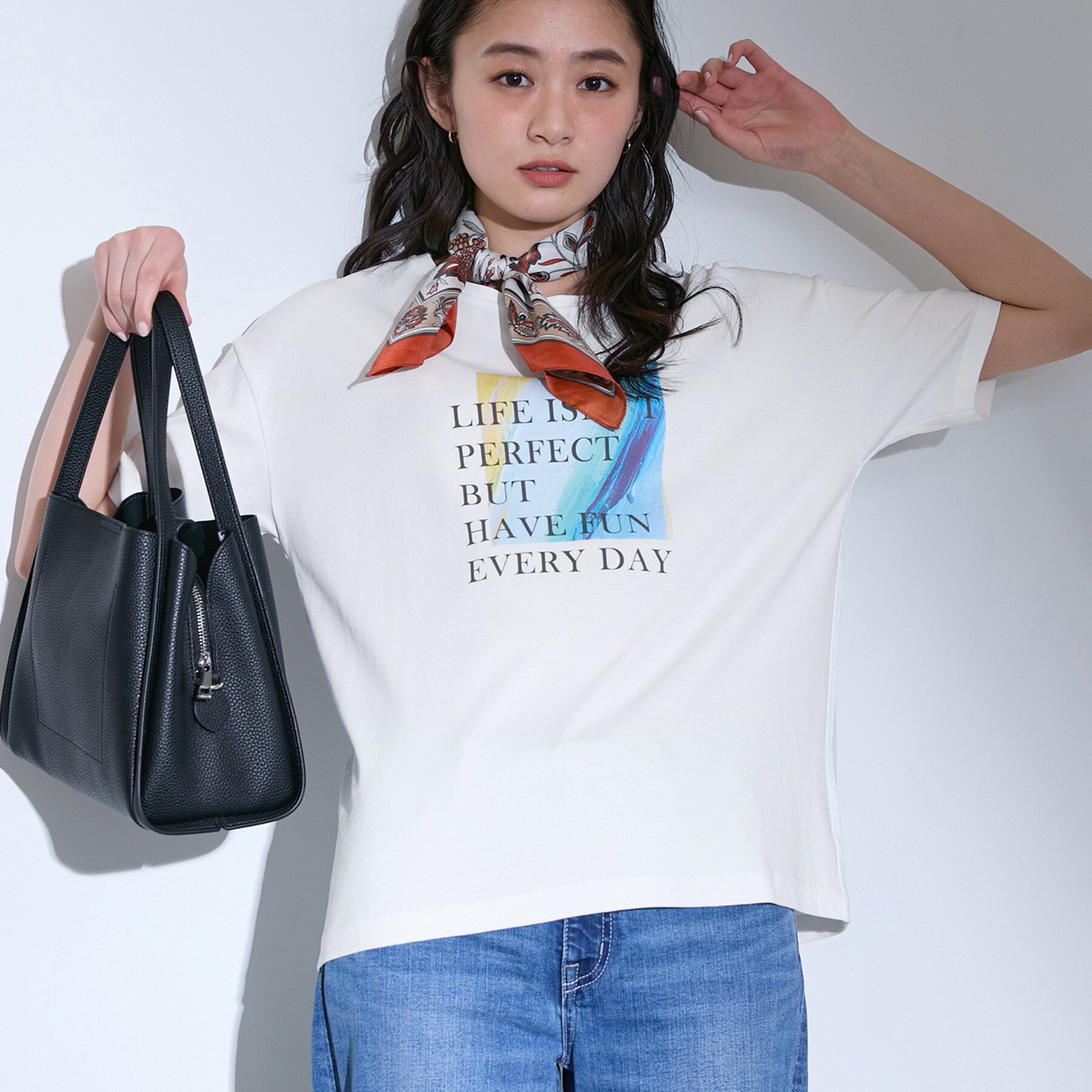 INDIVI「【選べるバリエーション】プリントTシャツ」|Tシャツ・カットソー|ホワイト(101)