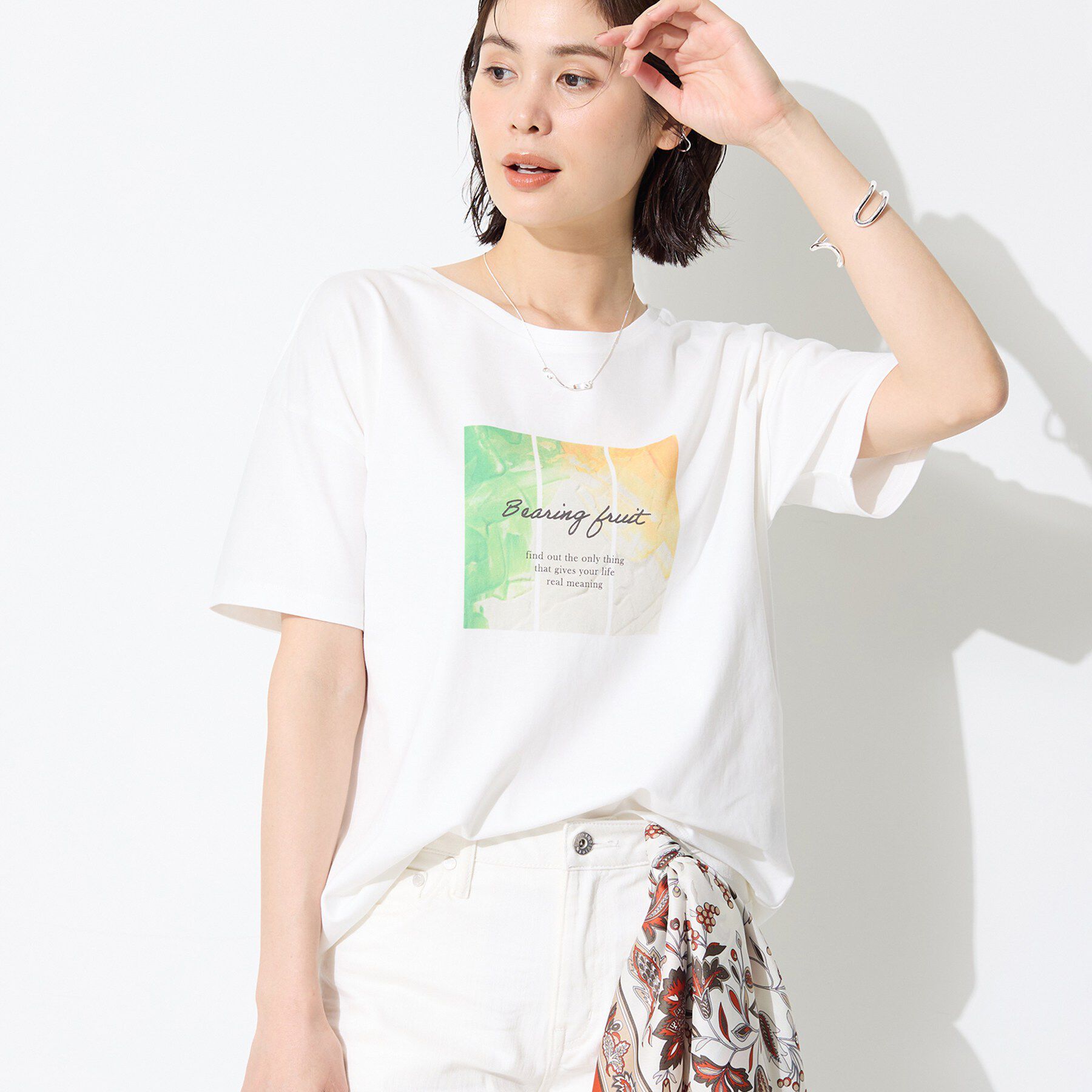 INDIVI「【選べるバリエーション】プリントTシャツ」|Tシャツ・カットソー|ホワイト(601)