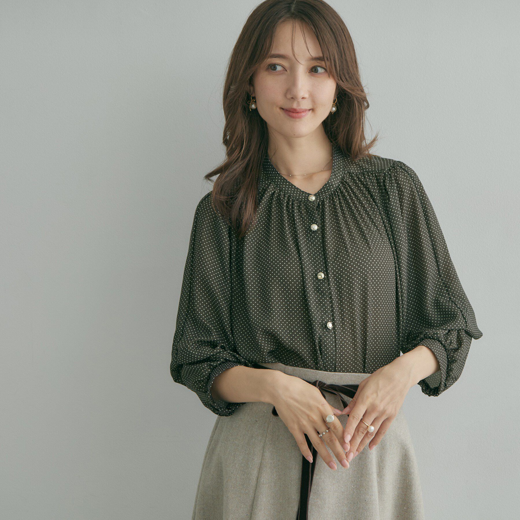 Couture broach「ドットプリントブラウス」|シャツ・ブラウス|