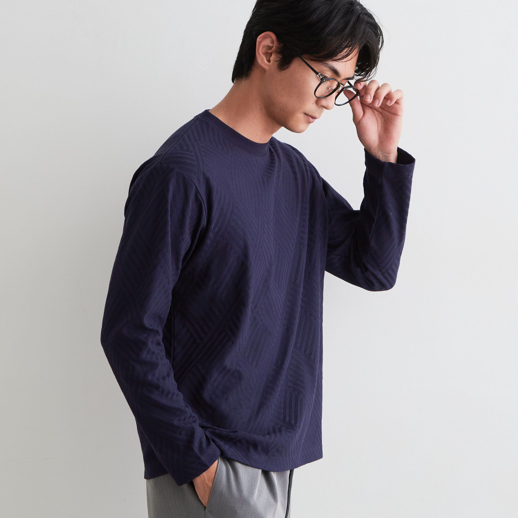 THE SHOP TK「【ジャケットスタイルにも◎】リンクス柄 長袖Tシャツ」|Tシャツ・カットソー|