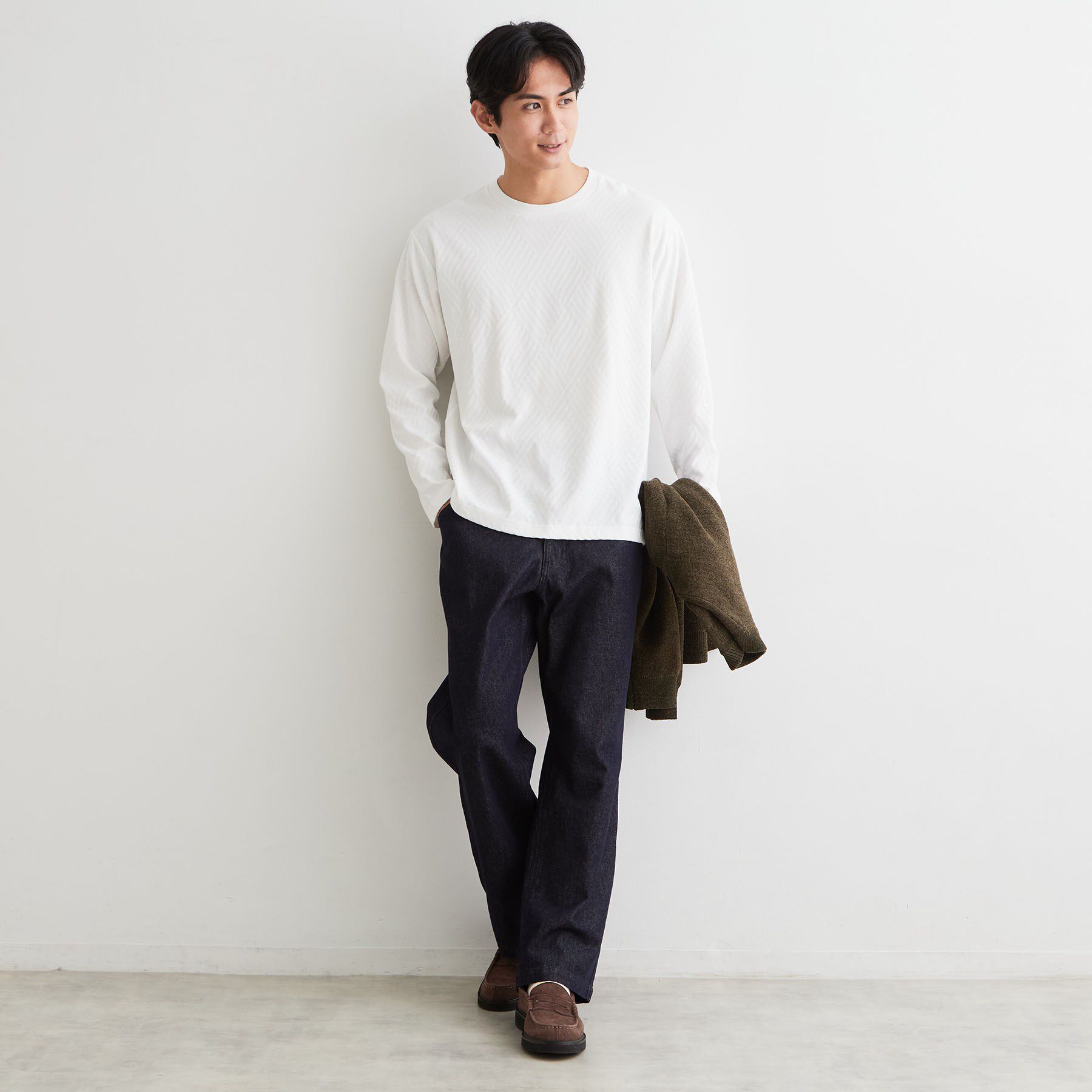 THE SHOP TK「【ジャケットスタイルにも◎】リンクス柄 長袖Tシャツ」|Tシャツ・カットソー|