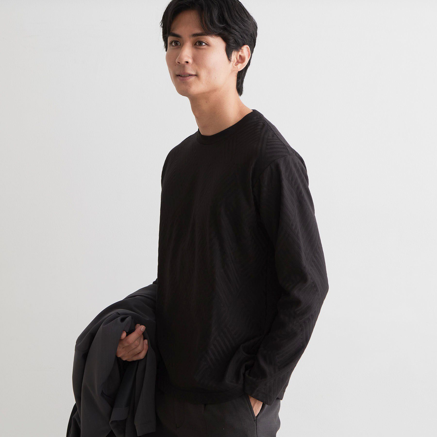 THE SHOP TK「【ジャケットスタイルにも◎】リンクス柄 長袖Tシャツ」|Tシャツ・カットソー|