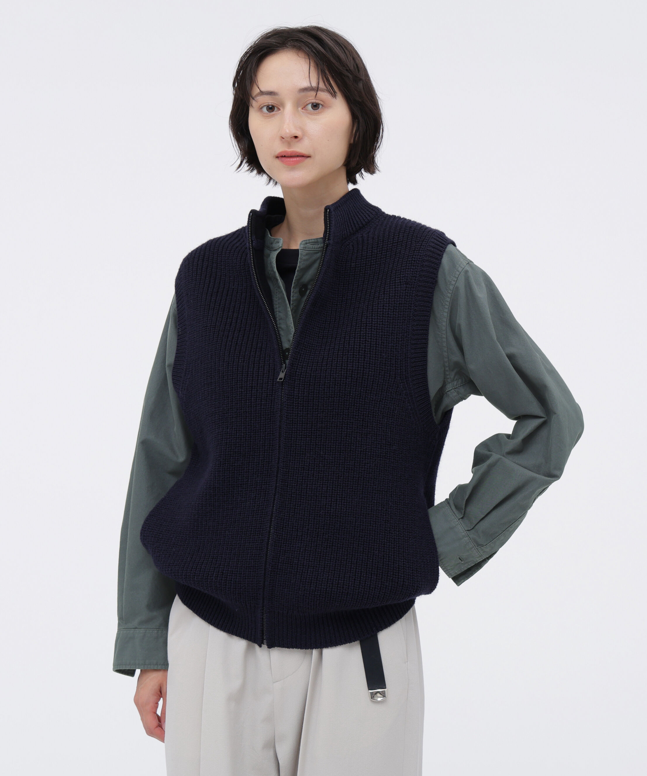 MHL.「ASH WOOL KNITWEAR」|ニット・セーター|NAVY