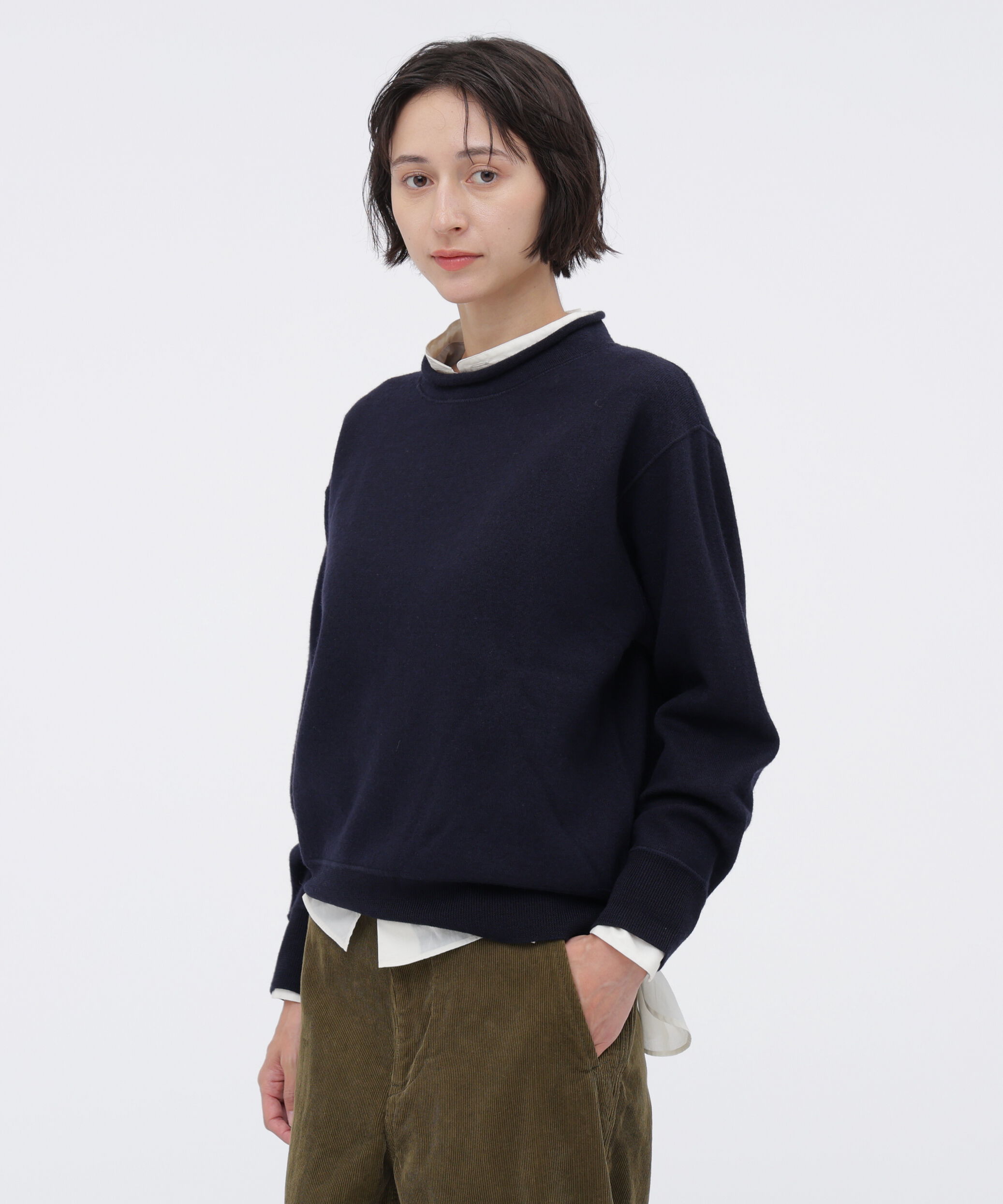 MHL.「FELTED ROUGH WOOL KNITWEAR」|ニット・セーター|NAVY