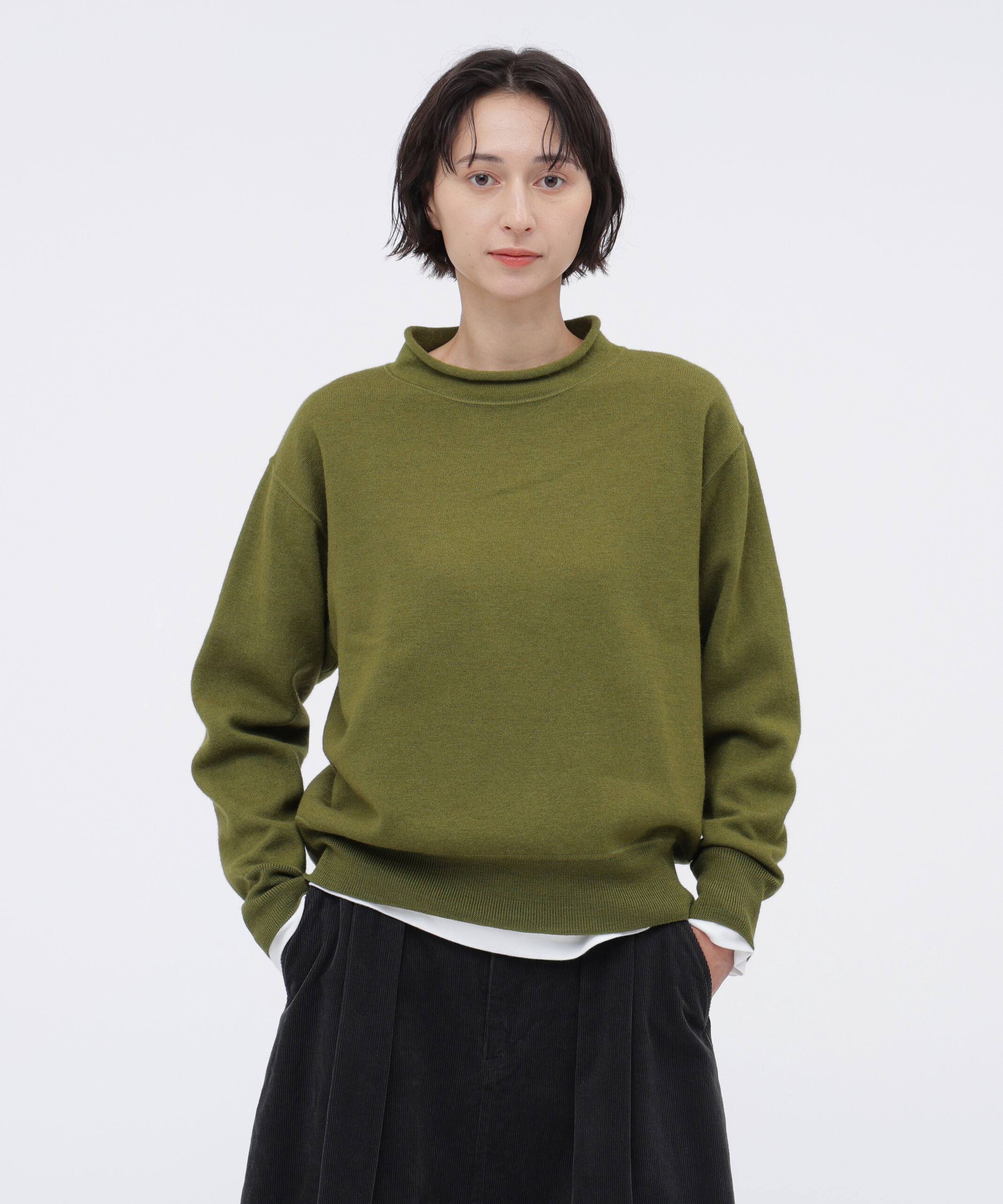 MHL.「FELTED ROUGH WOOL KNITWEAR」|ニット・セーター|OLIVE1