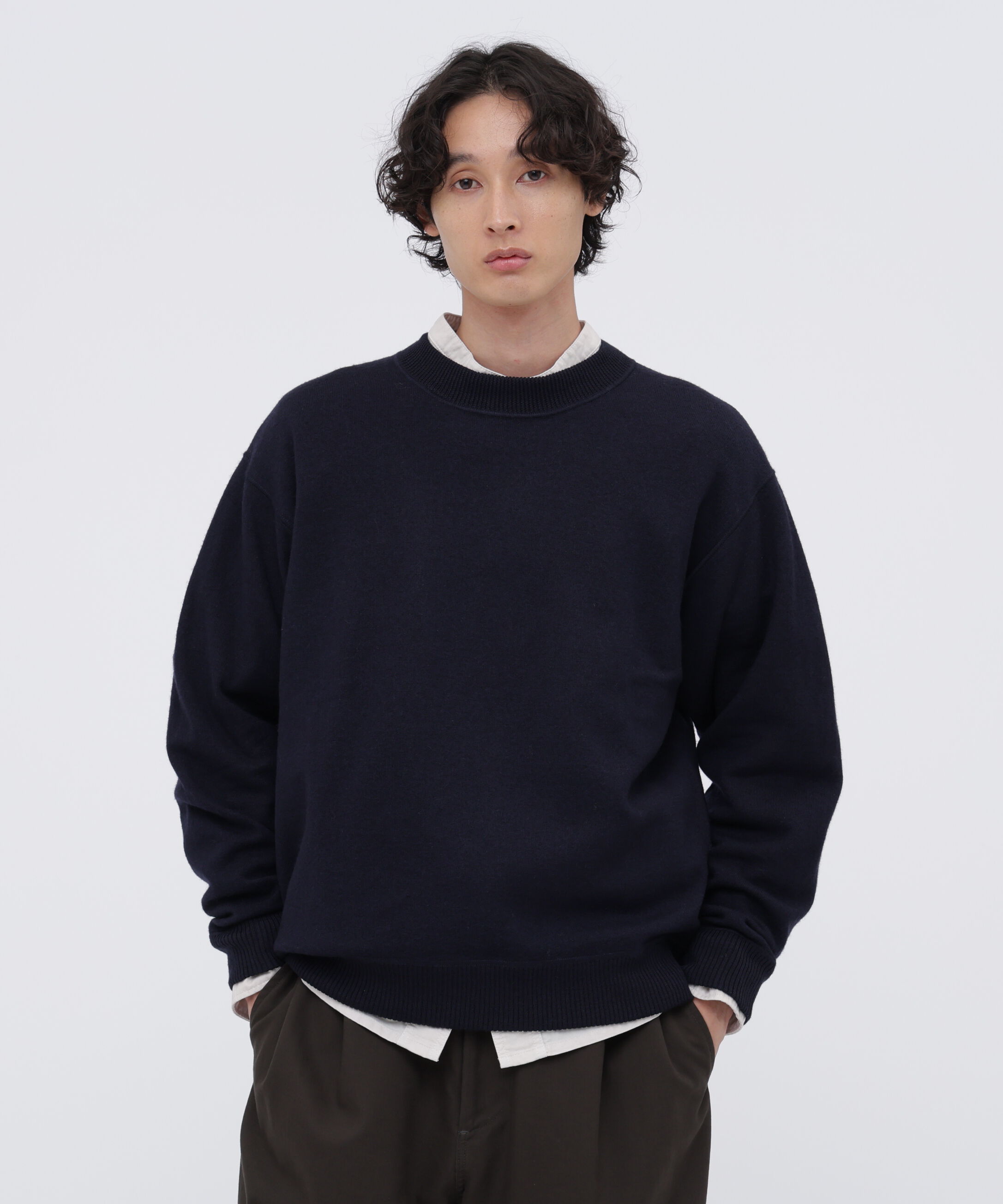 MHL.「FELTED ROUGH WOOL KNITWEAR」|ニット・セーター|NAVY