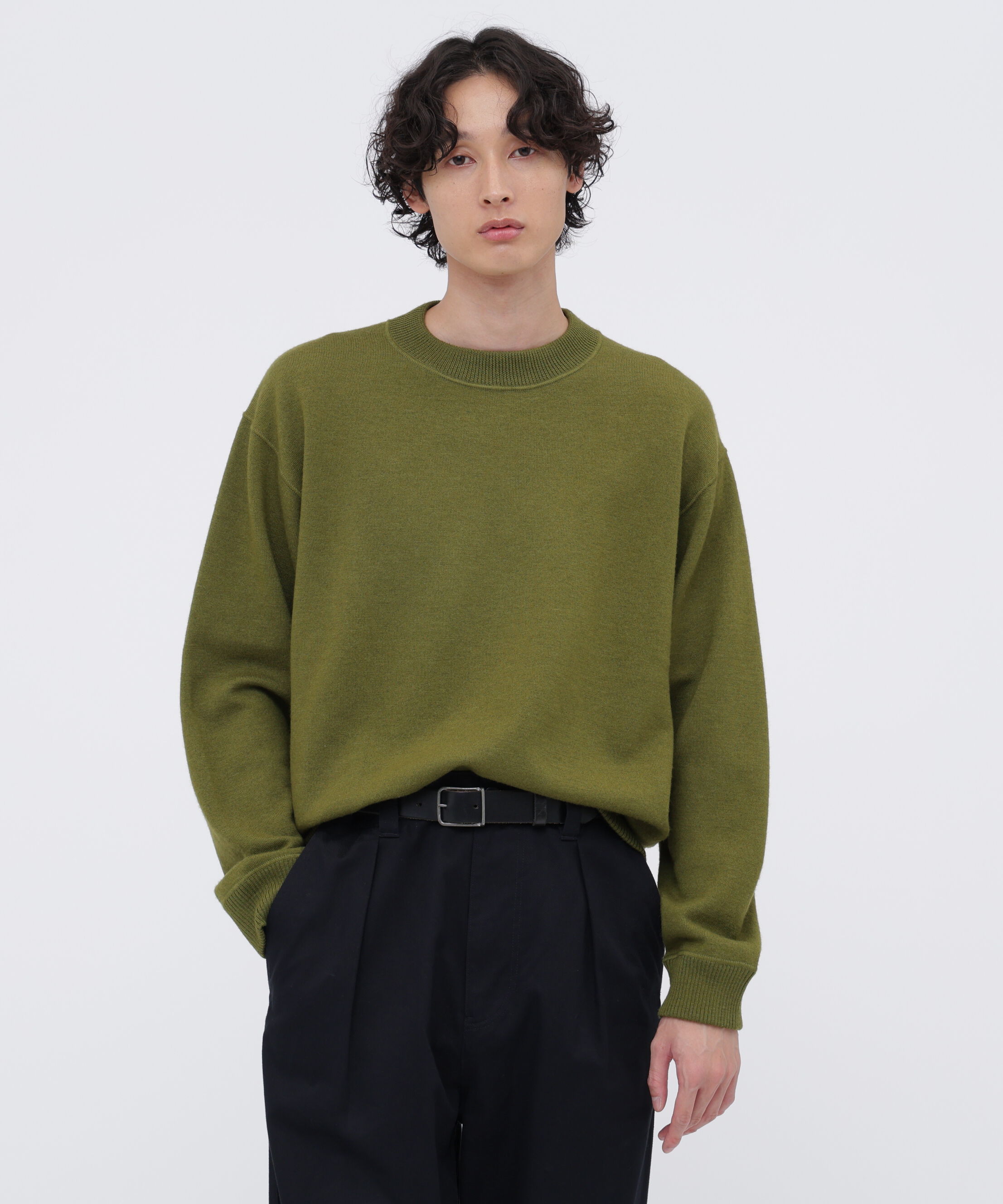 MHL.「FELTED ROUGH WOOL KNITWEAR」|ニット・セーター|OLIVE1