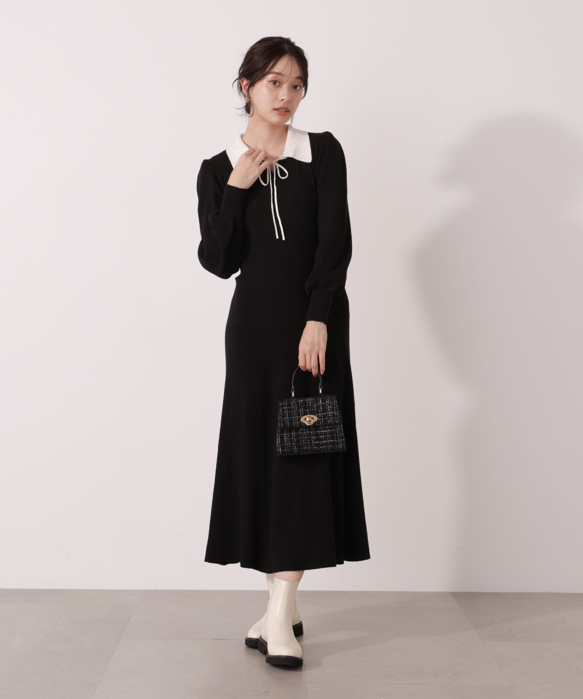 PROPORTION BODY DRESSING「リボン衿付きニットワンピース」|ワンピース|