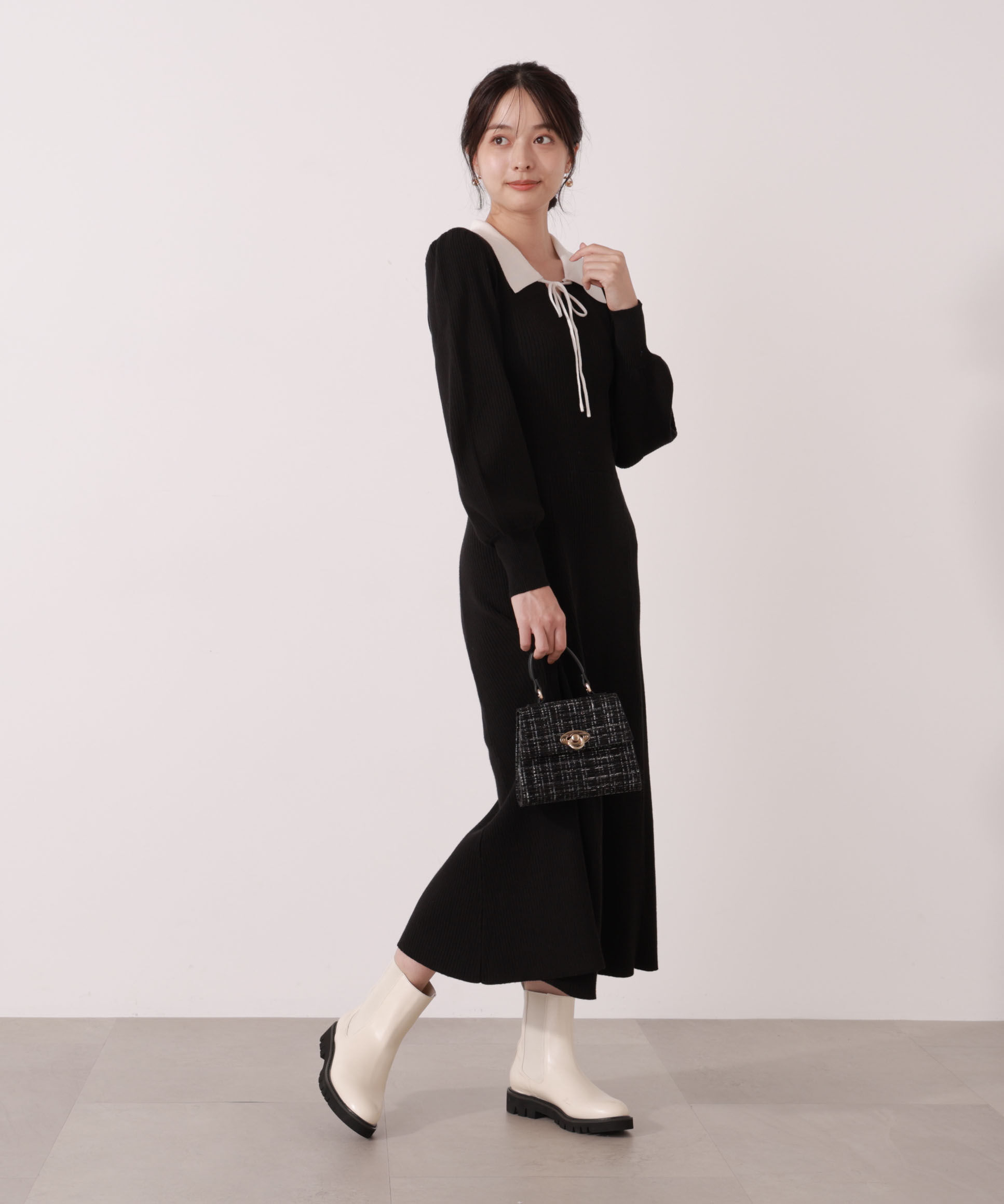 PROPORTION BODY DRESSING「リボン衿付きニットワンピース」|ワンピース|