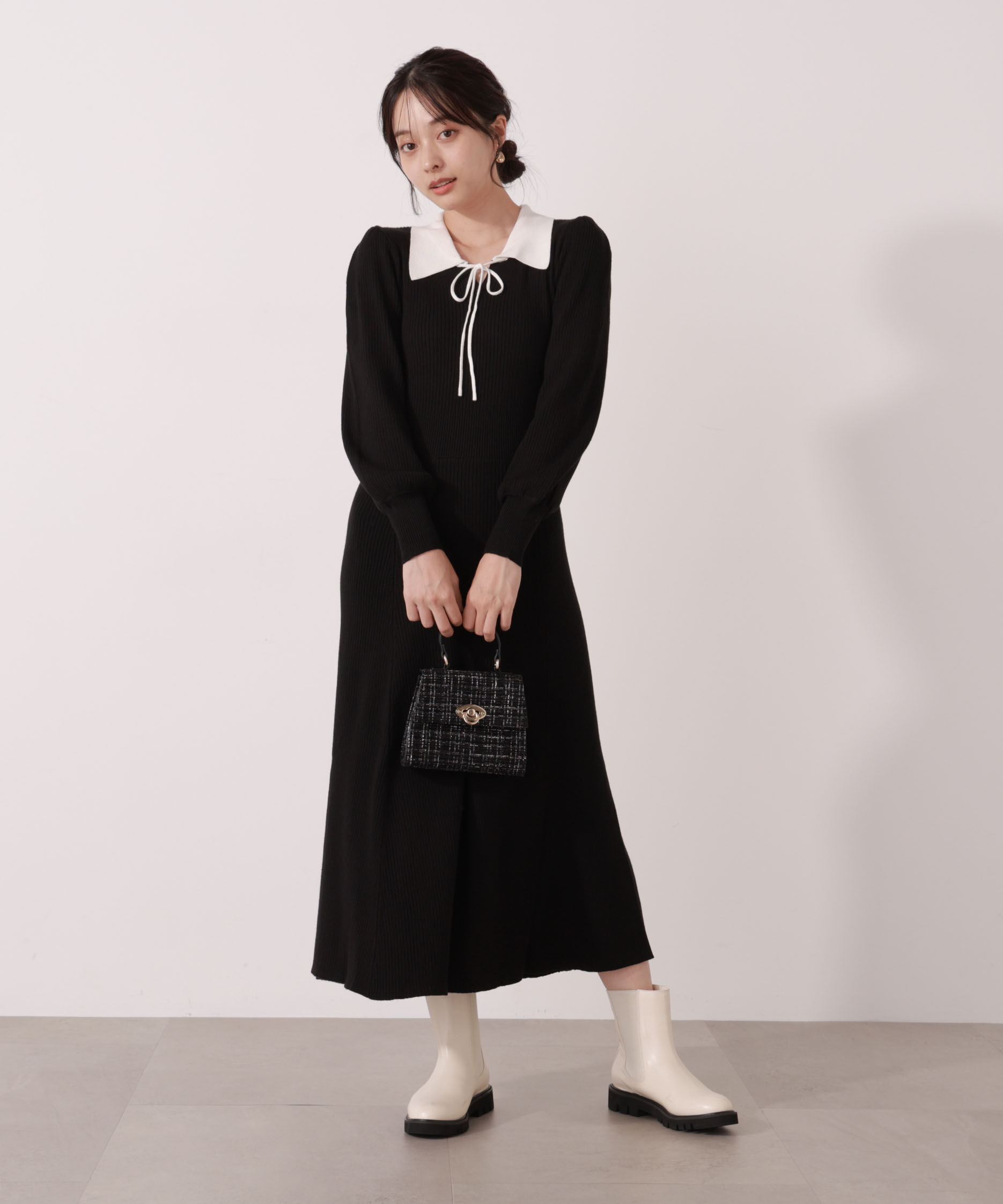 PROPORTION BODY DRESSING「リボン衿付きニットワンピース」|ワンピース|