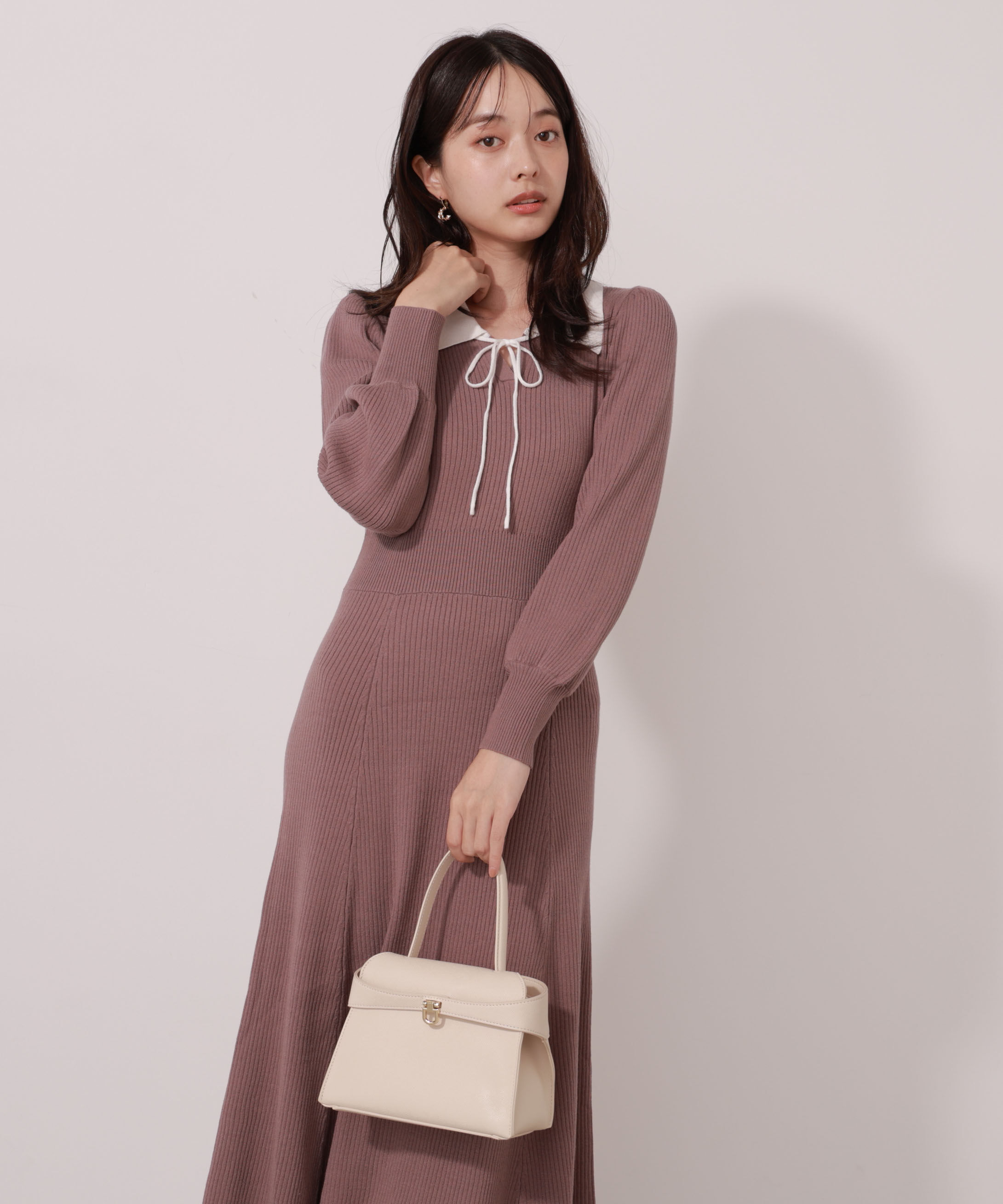 PROPORTION BODY DRESSING「リボン衿付きニットワンピース」|ワンピース|