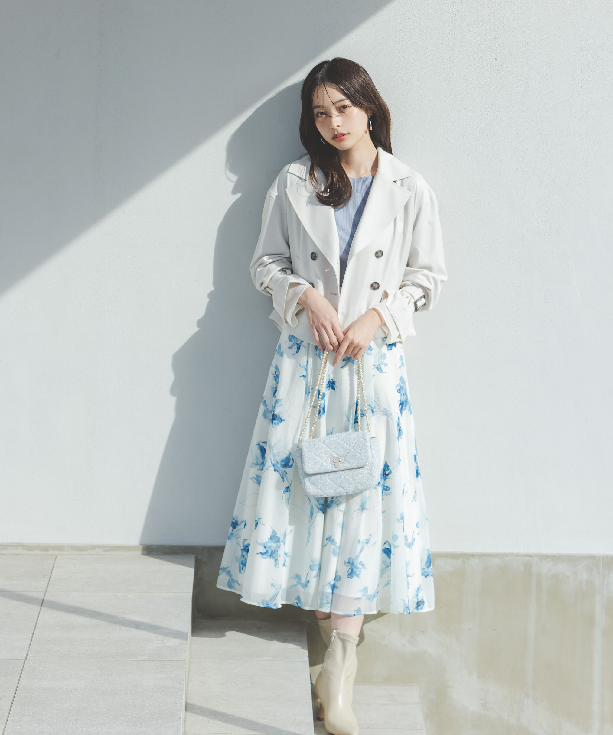 PROPORTION BODY DRESSING「フラワープリントスカート」|スカート|ブルー