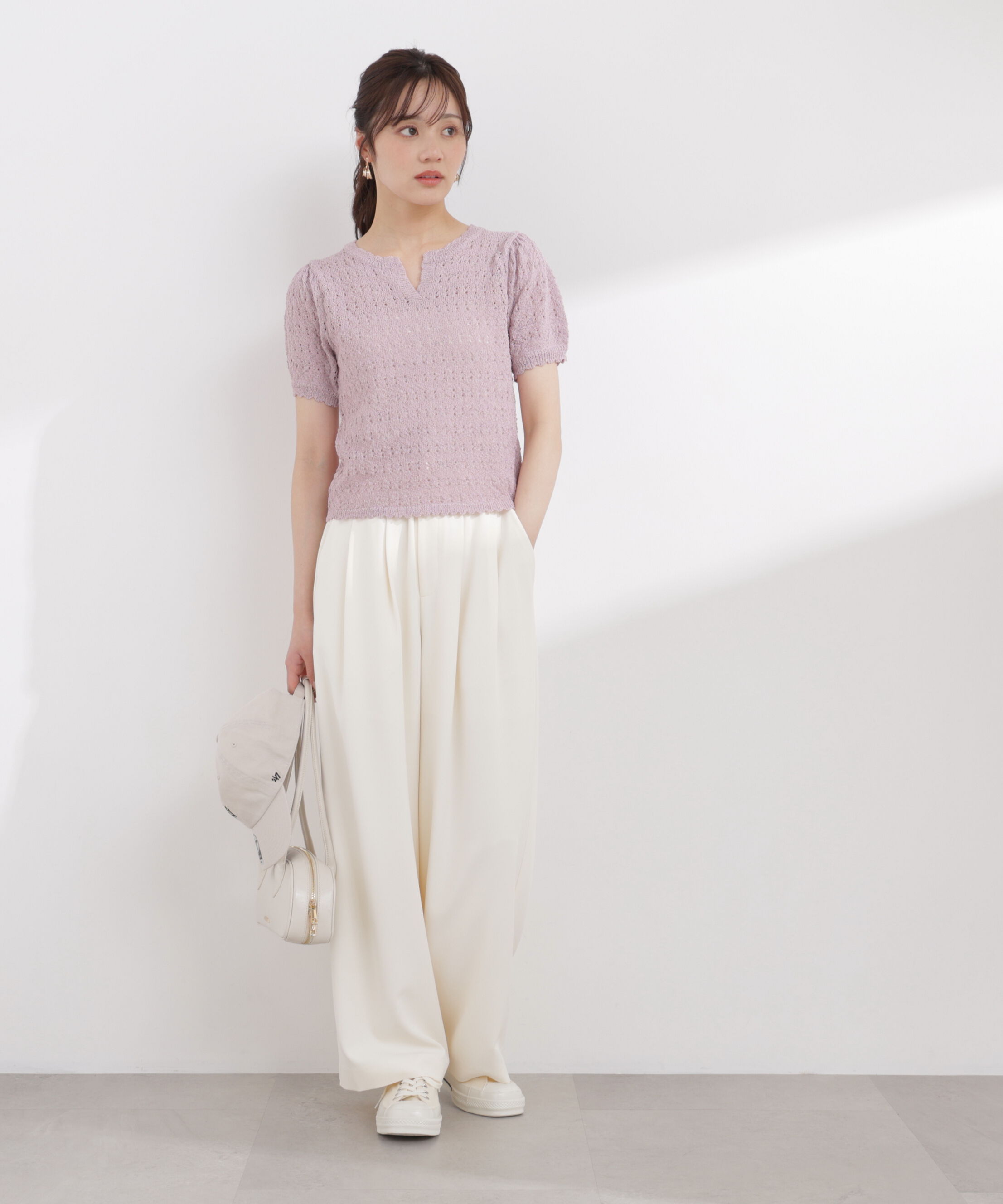 PROPORTION BODY DRESSING「ヘンリーネック透かし編みニット 26SS」|ニット・セーター|