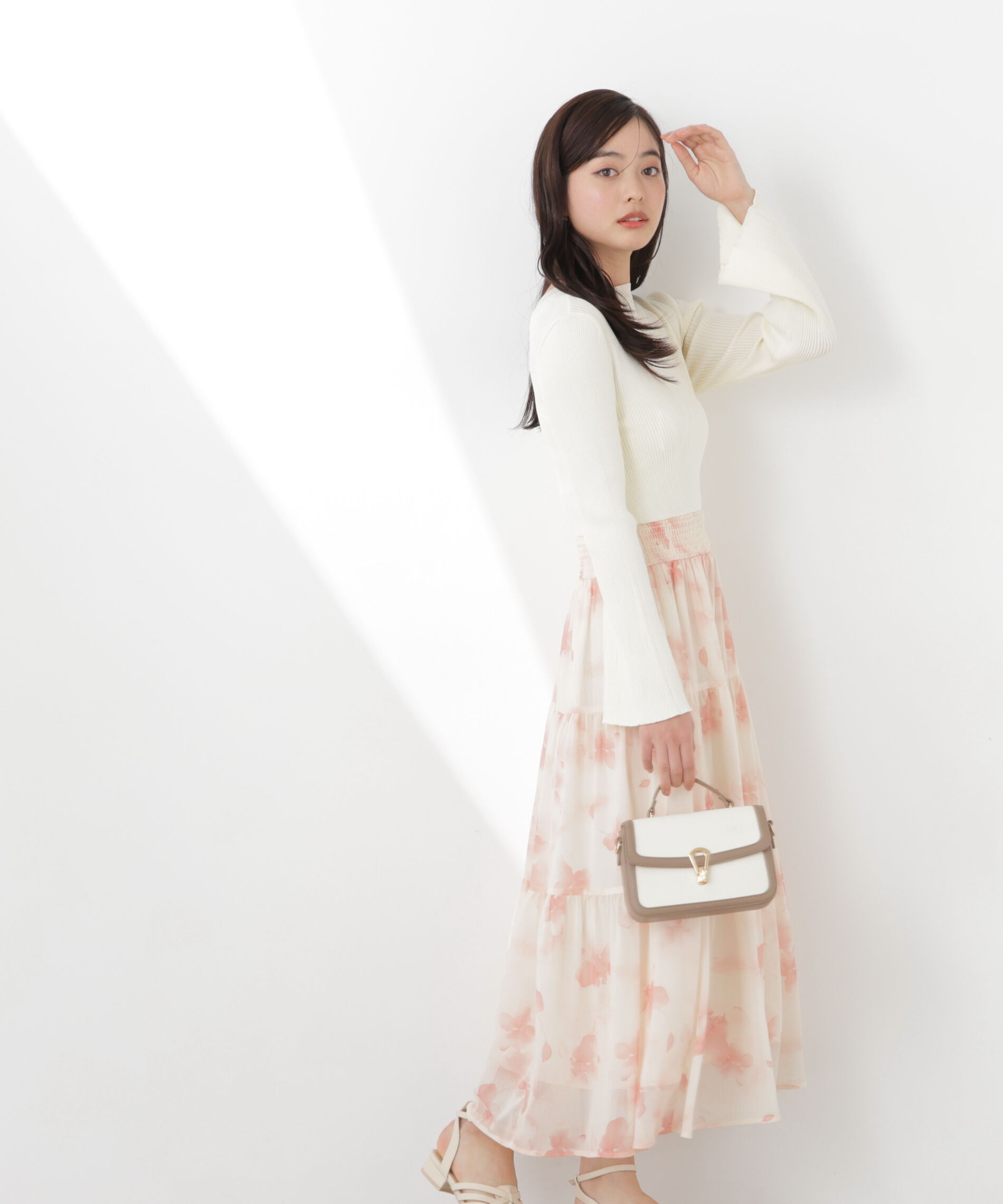 PROPORTION BODY DRESSING「ニットドッキング花柄シャーリングワンピース　26SS」|ワンピース|