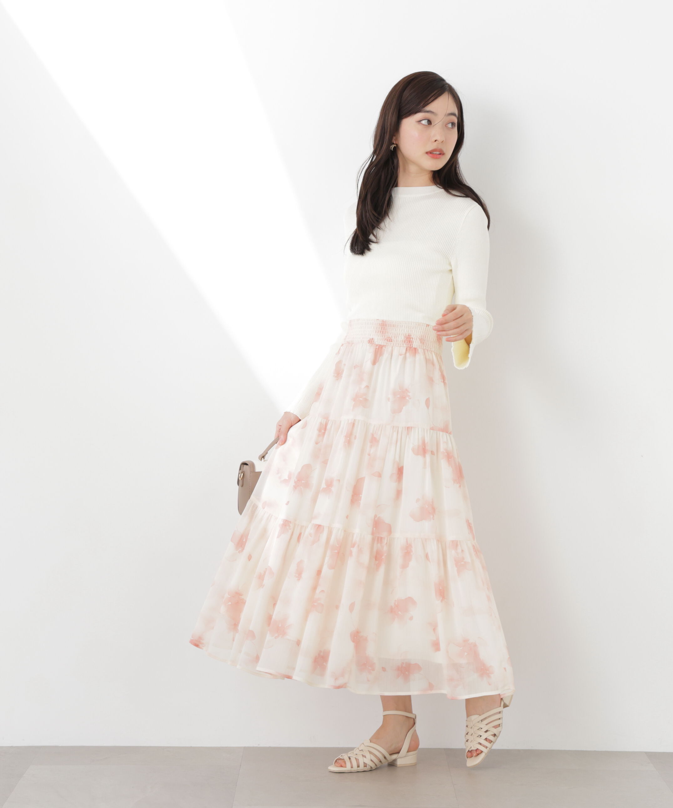 PROPORTION BODY DRESSING「ニットドッキング花柄シャーリングワンピース　26SS」|ワンピース|