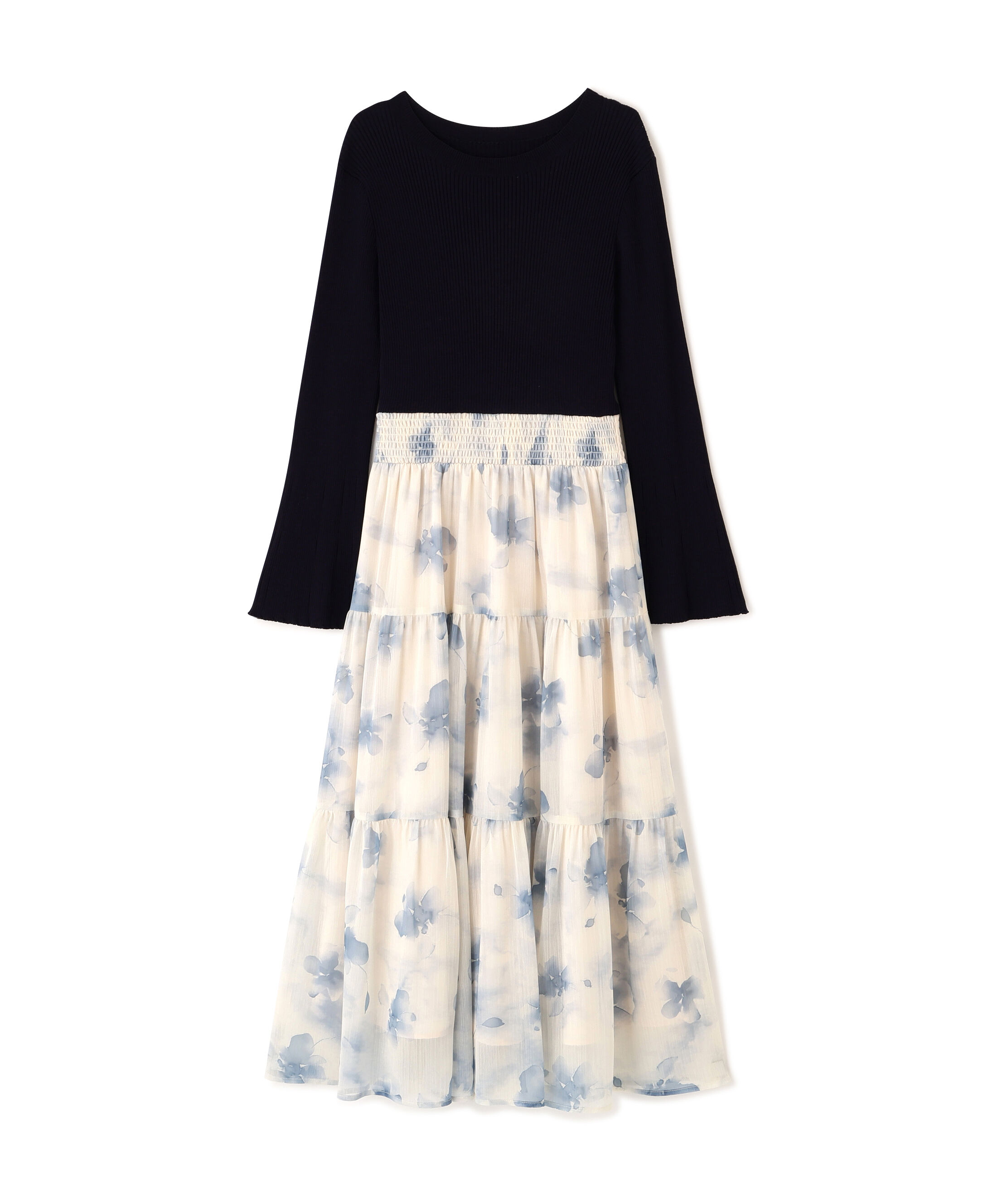 PROPORTION BODY DRESSING「ニットドッキング花柄シャーリングワンピース　26SS」|ワンピース|