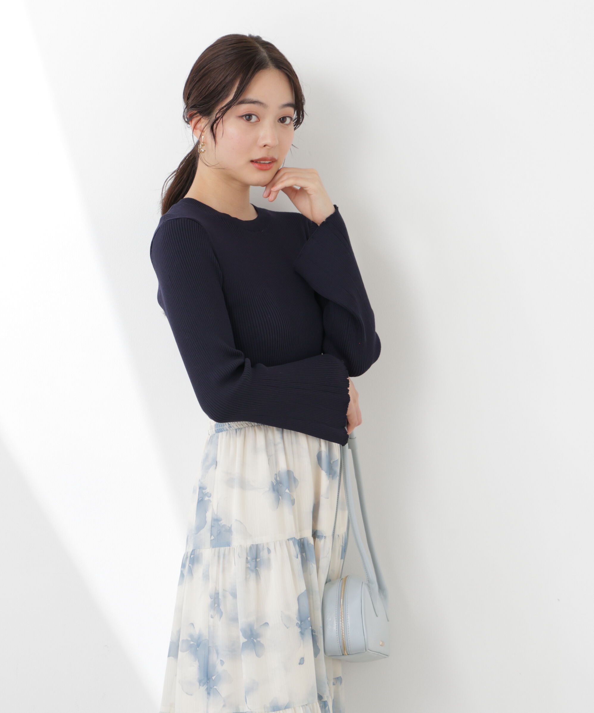 PROPORTION BODY DRESSING「ニットドッキング花柄シャーリングワンピース　26SS」|ワンピース|