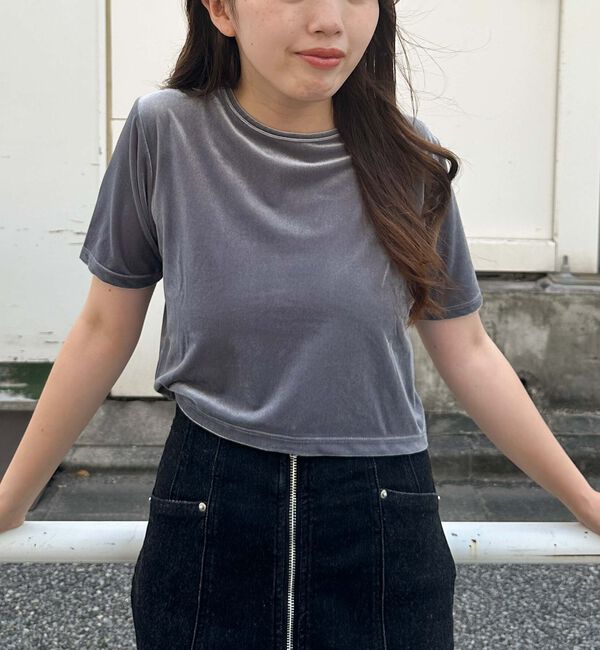 archives「ベロア半袖ＴＯＰＳ」|Tシャツ・カットソー|GRAY