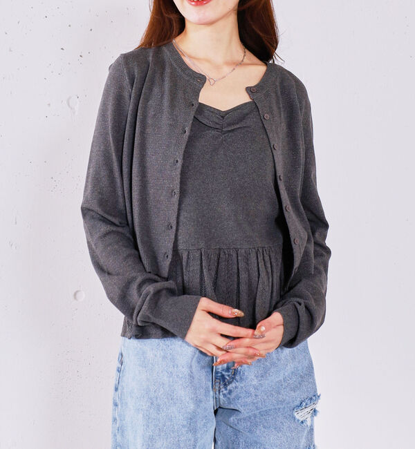 archives「ハリヌキフリルニットカーデアンサンブル」|カーディガン|CHARCOAL GRAY