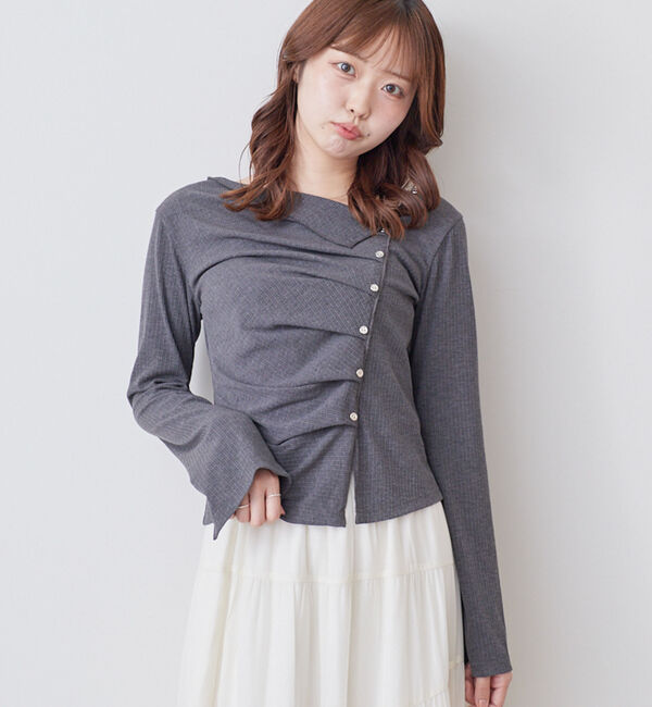 archives「【ＯＮかわ】２ｗａｙアシメボタンカットＴＯＰＳ」|Tシャツ・カットソー|