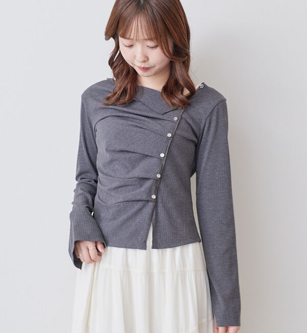 archives「【ＯＮかわ】２ｗａｙアシメボタンカットＴＯＰＳ」|Tシャツ・カットソー|