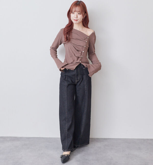 archives「【ＯＮかわ】２ｗａｙアシメボタンカットＴＯＰＳ」|Tシャツ・カットソー|