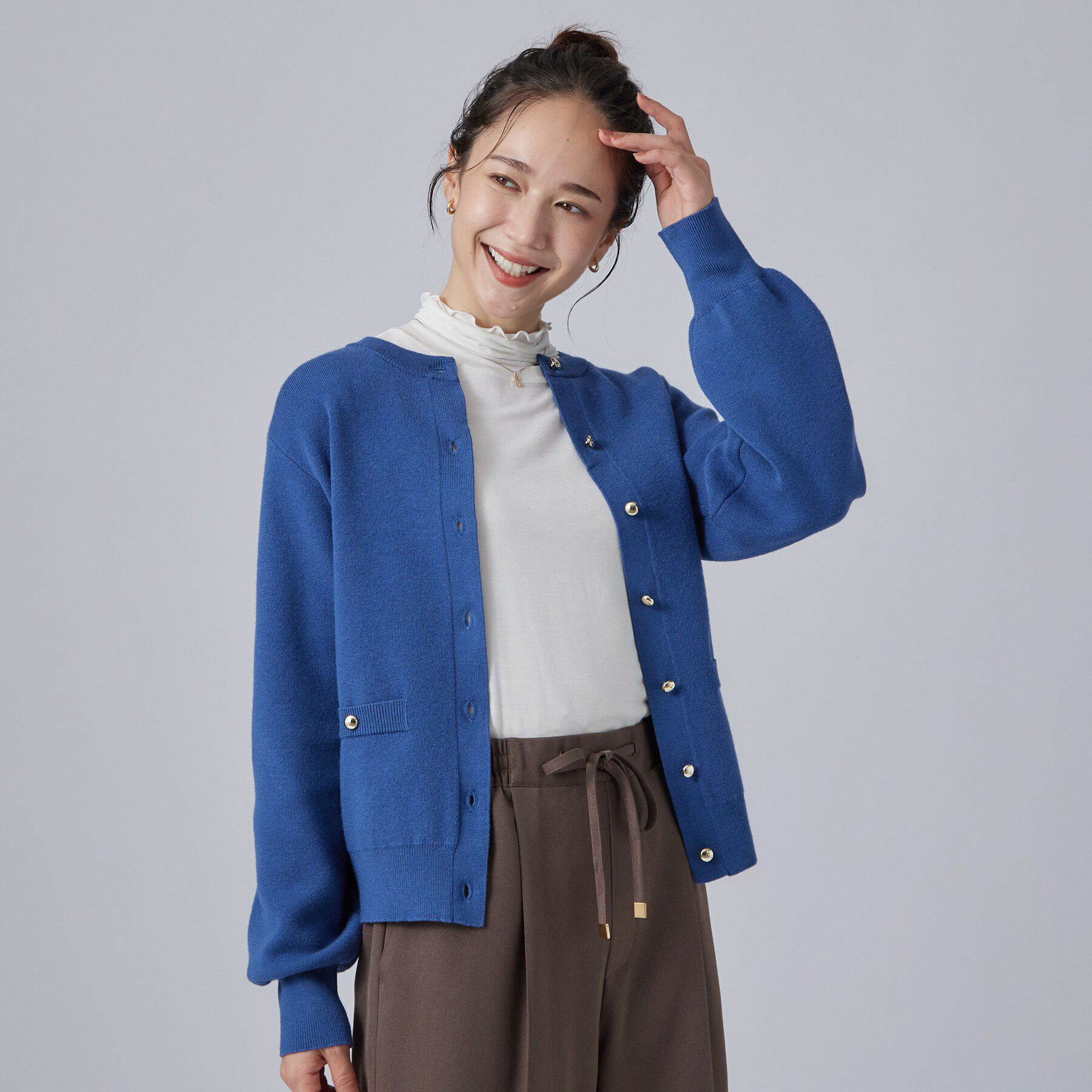 SHOO･LA･RUE「【洗濯機可/S-LL】もちもちで心地よい もちここニットカーディガン」|カーディガン|