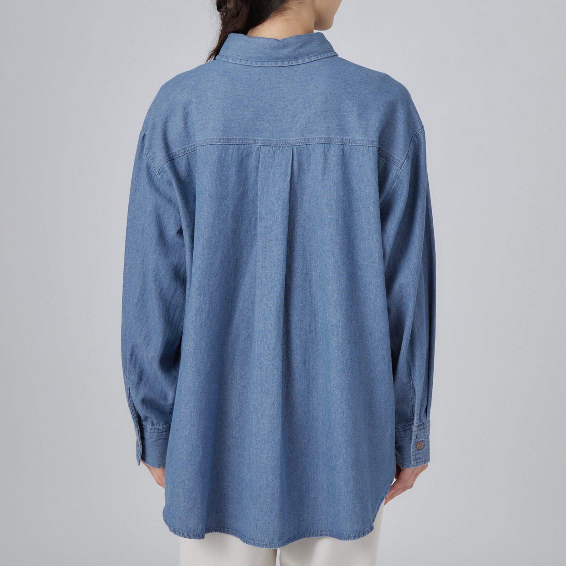 SHOO･LA･RUE「ライトオンスデニム ダブルポケット オーバーサイズシャツ」|シャツ・ブラウス|