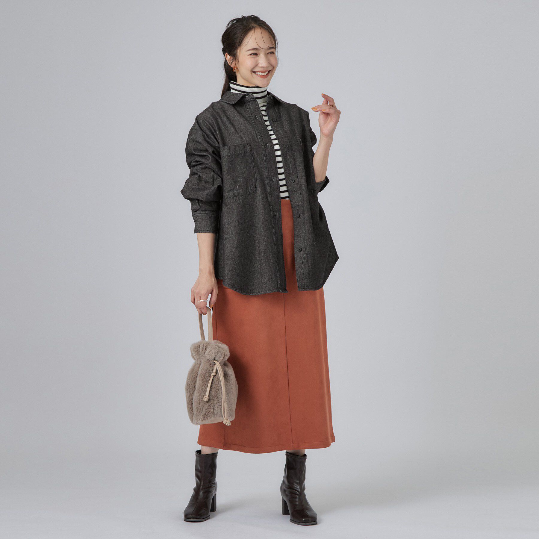 SHOO･LA･RUE「ライトオンスデニム ダブルポケット オーバーサイズシャツ」|シャツ・ブラウス|