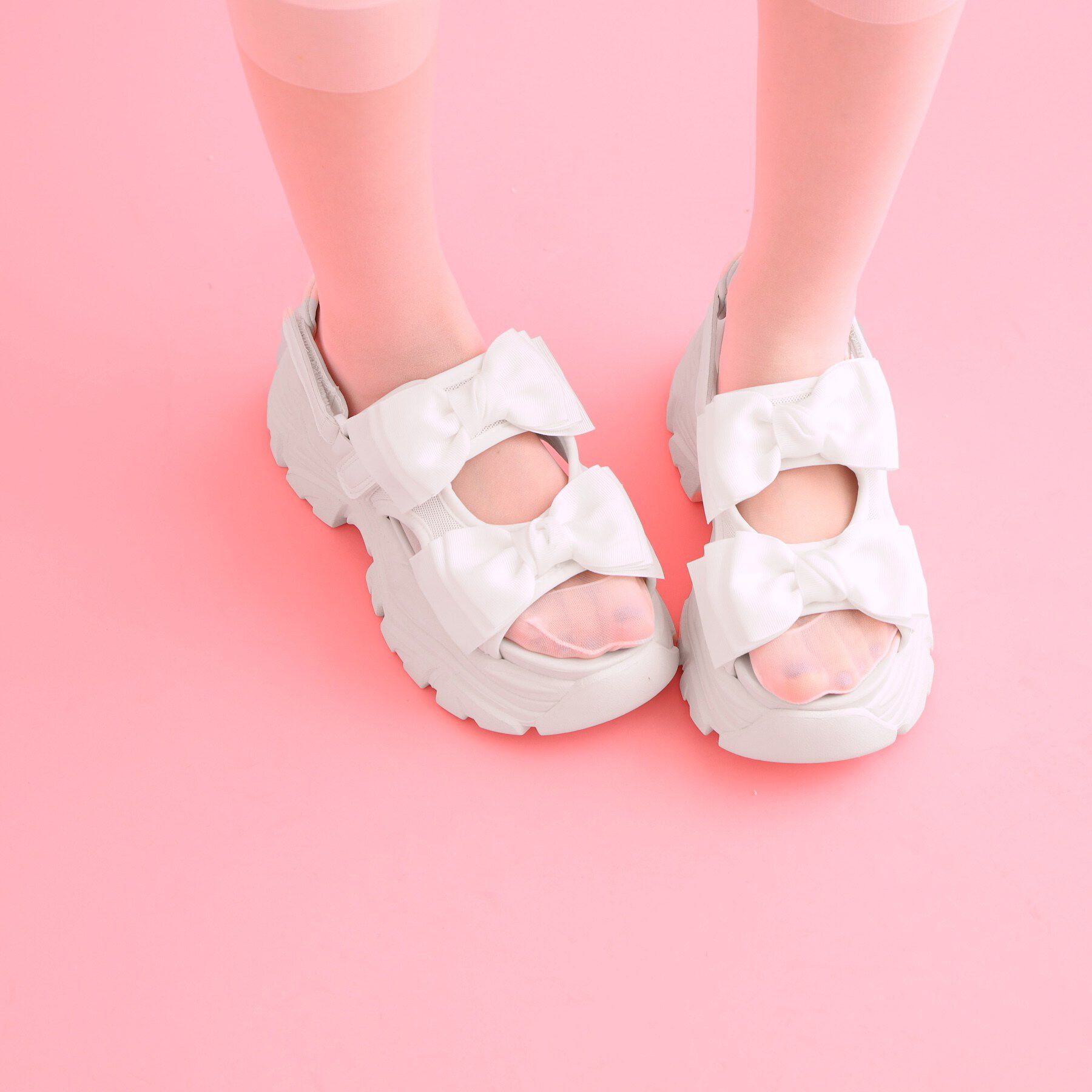 csT&P「厚底ダブルリボンガーリーサンダル」|サンダル|