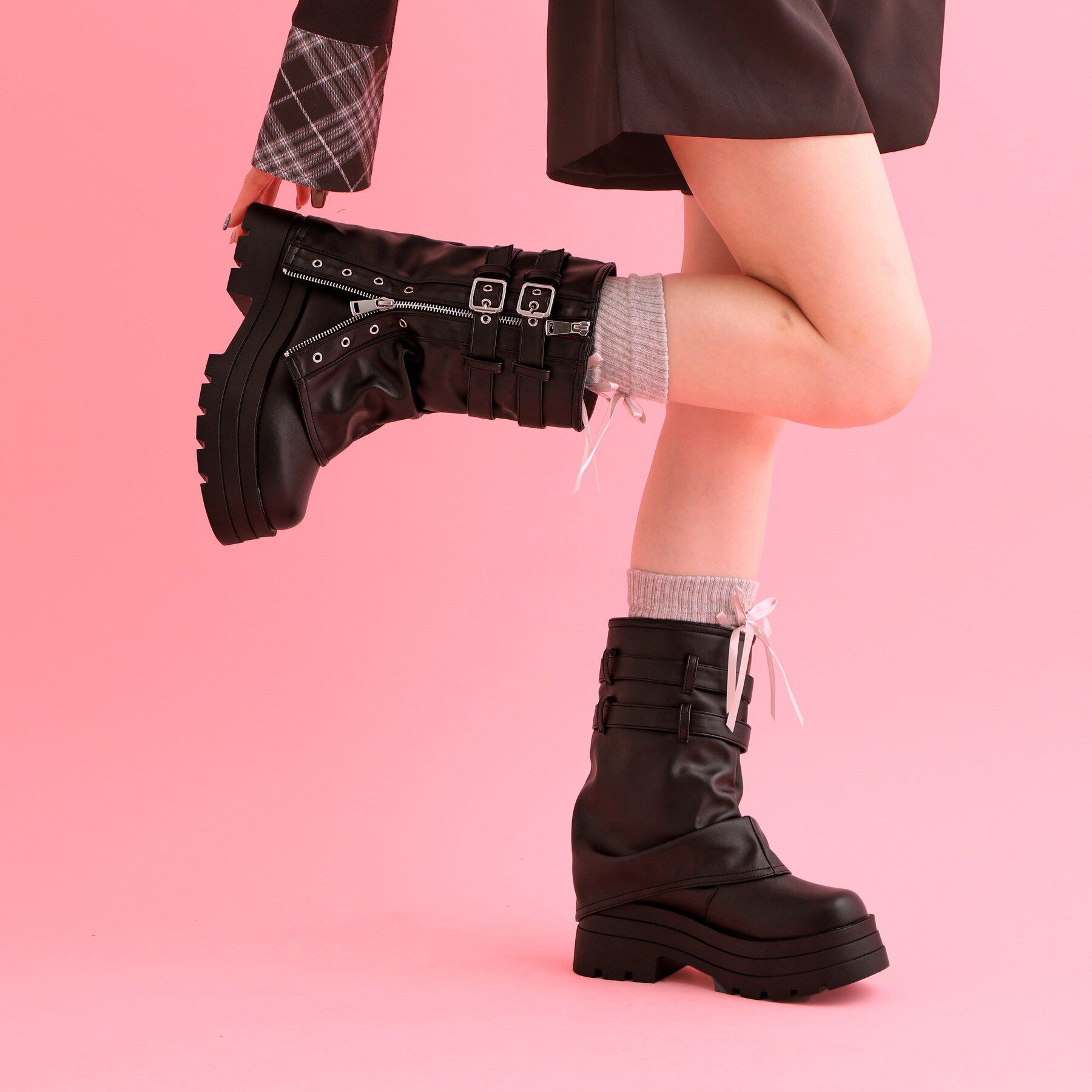 csT&P「厚底サイドジップカバーブーツ」|ショートブーツ|