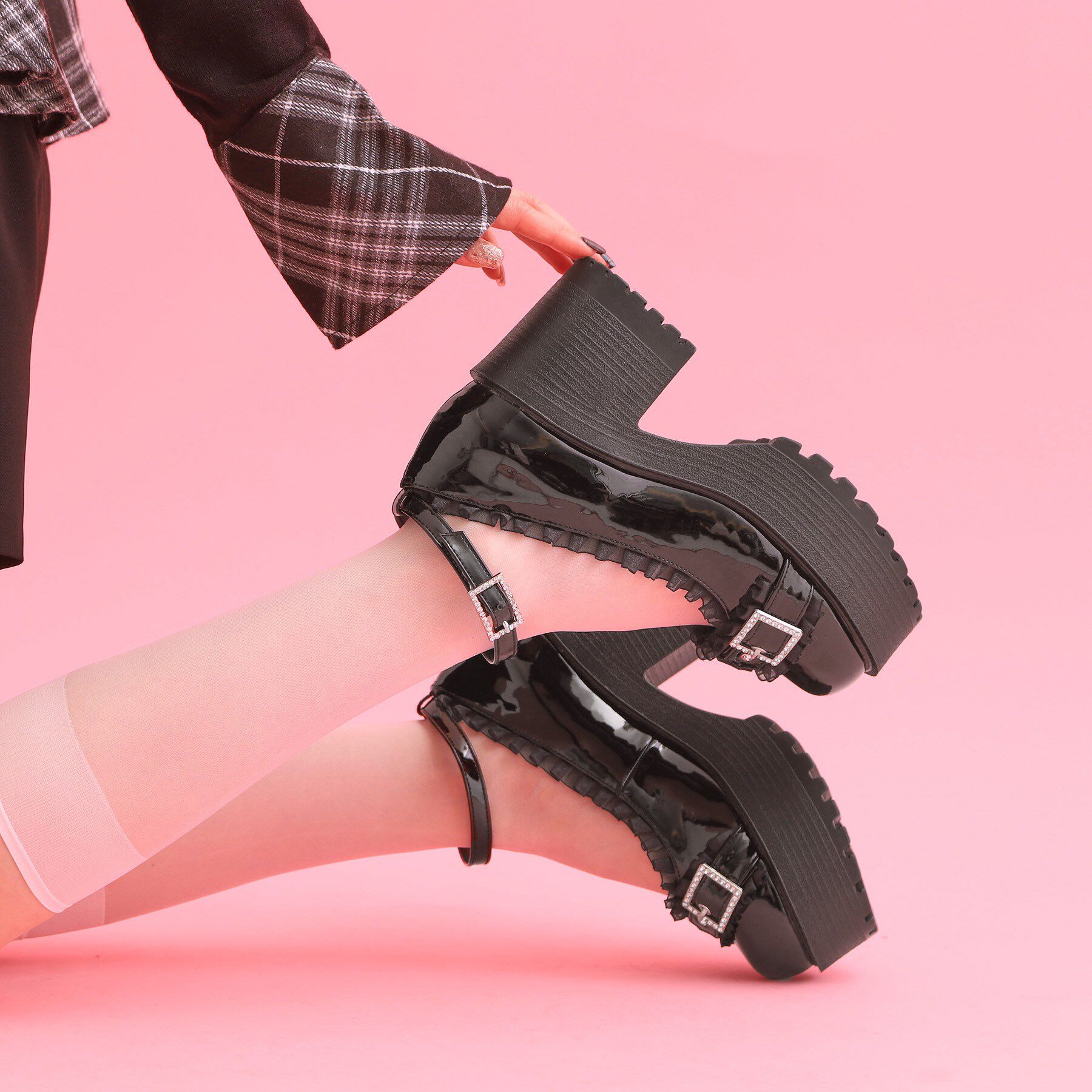 csT&P「厚底フリルロリータパンプス」|パンプス|ブラック(219)