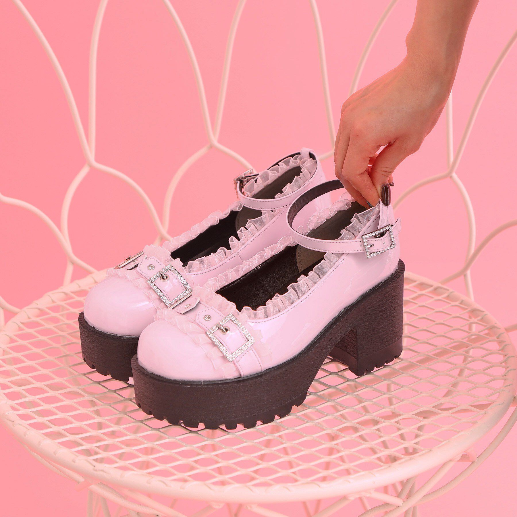 csT&P「厚底フリルロリータパンプス」|パンプス|ピンク(272)
