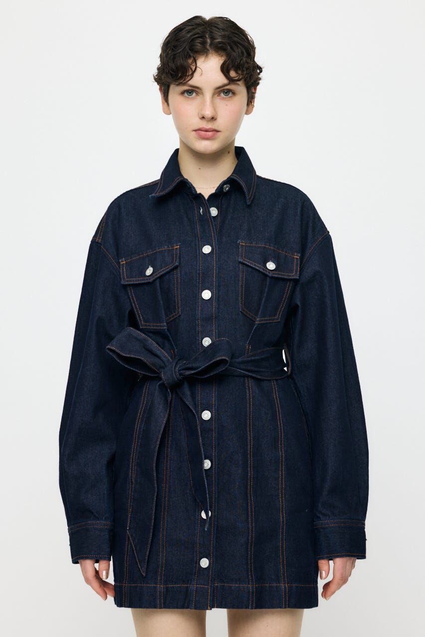MOUSSY「BELTED DENIM MINI ドレス」|ワンピース|One Wash1