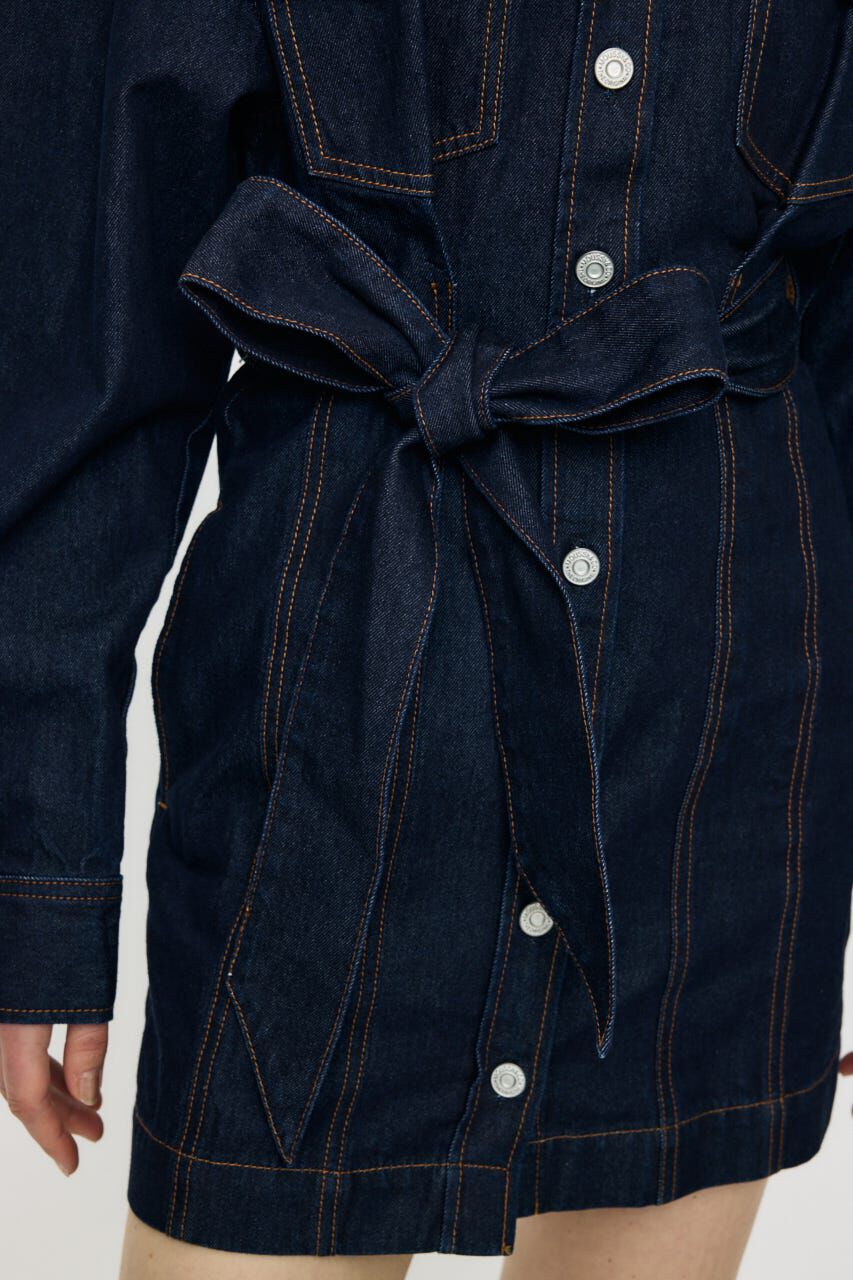 MOUSSY「BELTED DENIM MINI ドレス」|ワンピース|