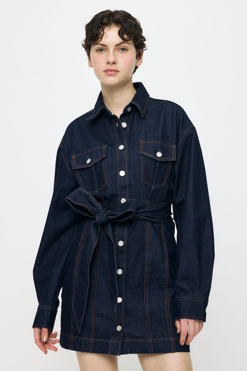 MOUSSY「BELTED DENIM MINI ドレス」|ワンピース|