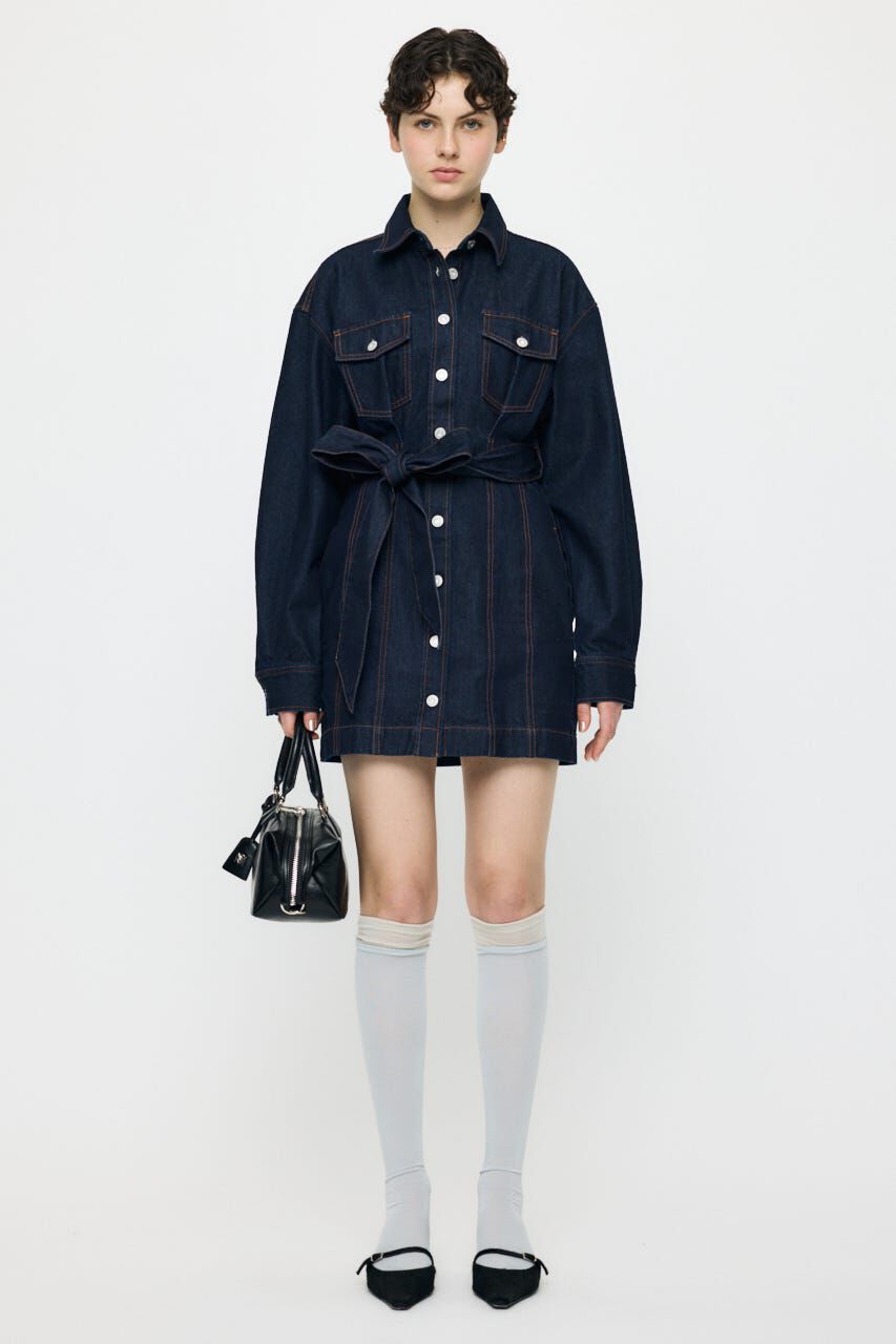 MOUSSY「BELTED DENIM MINI ドレス」|ワンピース|