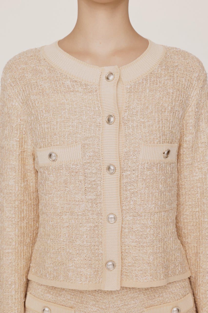 SLY「BICOLOR TWEED KNIT トップス」|カーディガン|