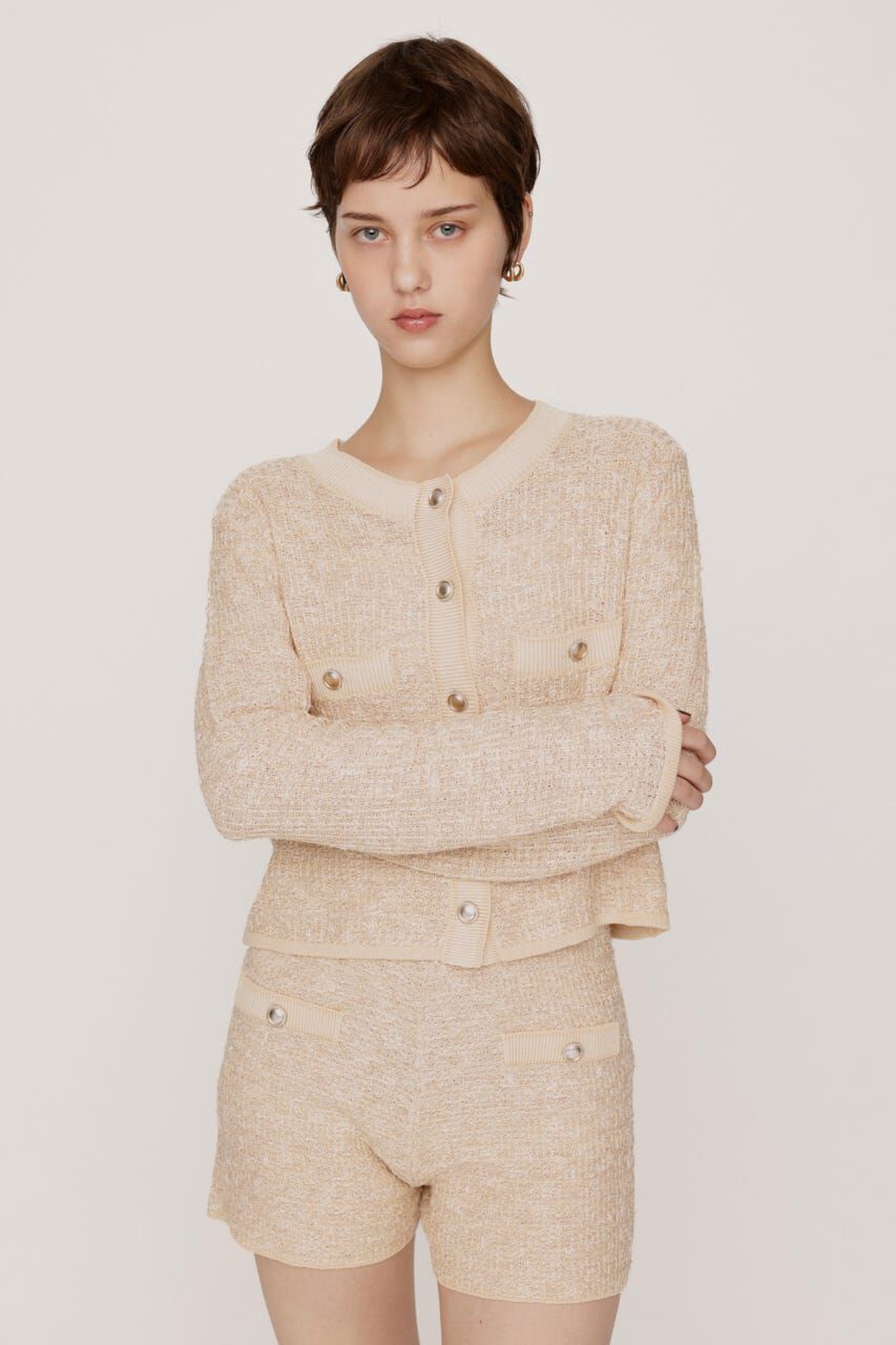 SLY「BICOLOR TWEED KNIT トップス」|カーディガン|